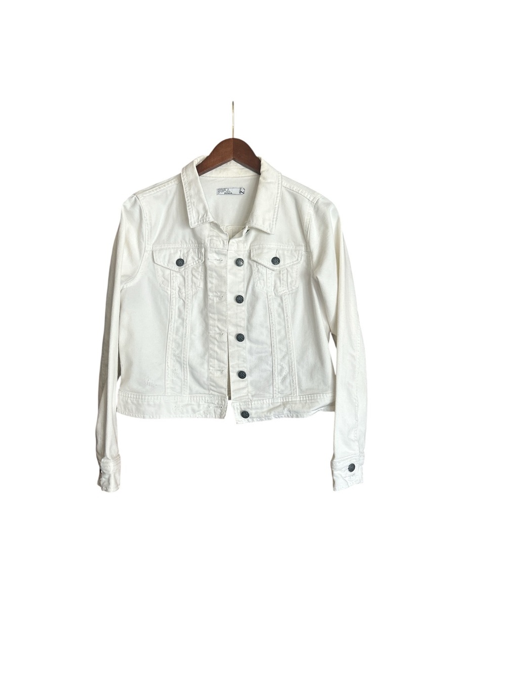 Prana White Denim Jean Jacket with Button Front